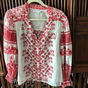 Alice and Olivia red and white blouse